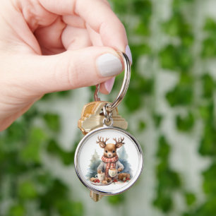 Christmas rustic vintage design keychain