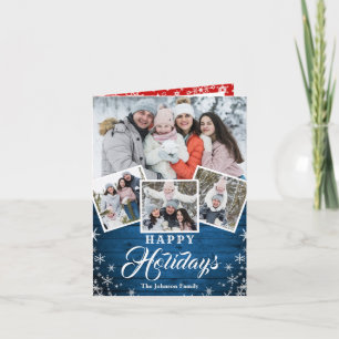 Christmas Rustic Wood 6 PHOTO Greeting Holiday Card