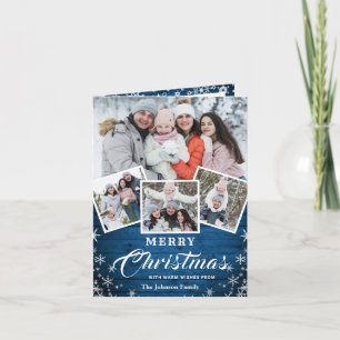 Christmas Rustic Wood 6 PHOTO Greeting Holiday Card