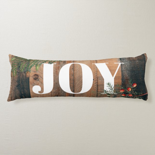 Christmas Rustic Wood Joy Body Cushion (Front)