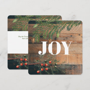 Christmas Rustic Wood Joy Christmas Card