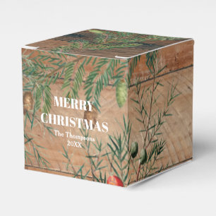 Christmas Rustic Wood Joy Merry Christmas Favour Box