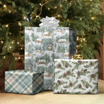 Christmas Rustic Woodland Forest Cabins Holiday  Wrapping Paper Sheet<br><div class="desc">This Christmas woodland wrapping paper set of 3 sheets features coordinating holiday patterns: Cabins in snow-covered forest,  plaid,  and pine branches with pinecones.
*If you need design help or would like this design on other products,  please contact me through Zazzle.</div>