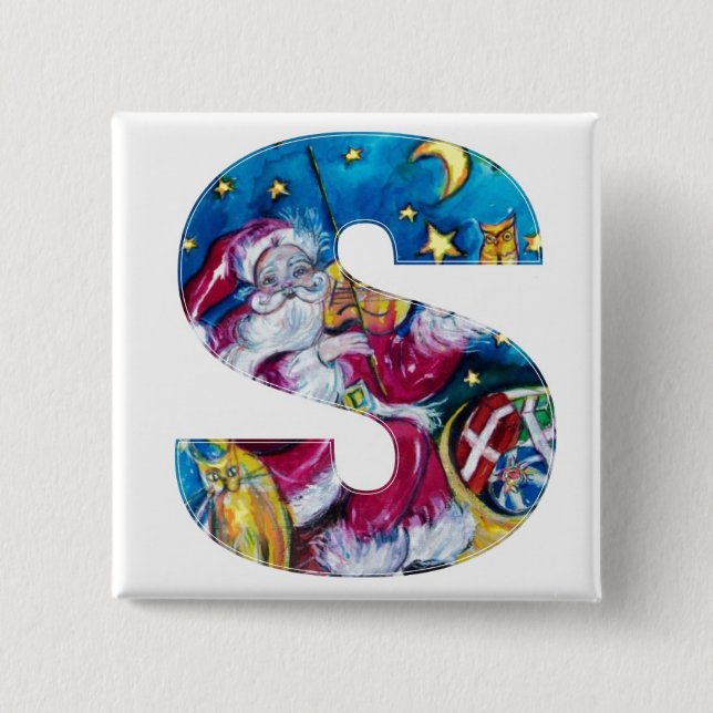 CHRISTMAS S LETTER / INSPIRED SANTA MONOGRAM 15 CM SQUARE BADGE (Front)