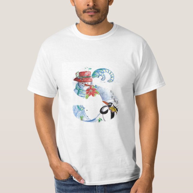 CHRISTMAS S LETTER ,PENGUIN'S SERENADE  MONOGRAM T-Shirt (Front)