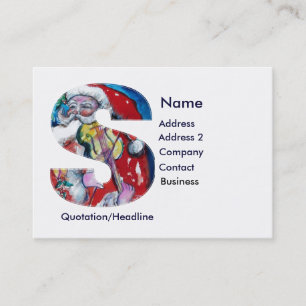 CHRISTMAS S LETTER  / SANTA  WITH VIOLIN MONOGRAM BUSINESS CARD