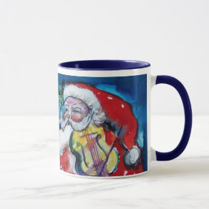 CHRISTMAS S LETTER / SANTA  WITH VIOLIN MONOGRAM MUG