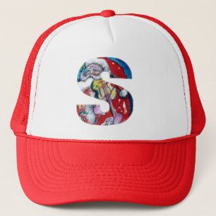 CHRISTMAS S LETTER / SANTA WITH VIOLIN MONOGRAM TRUCKER HAT