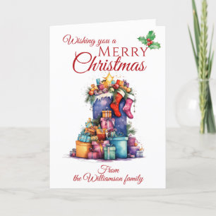 Christmas Sack And Gifts Family Holiday Card