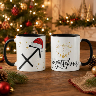 Christmas Sagittarius Zodiac Santa Hat Mug