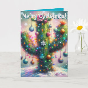 Christmas Saguaro Cactus Whimsical Christmas Card