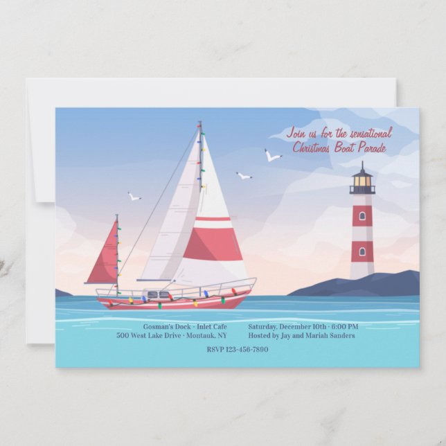 Christmas Sailboat Boat Parade Invitation (Front)