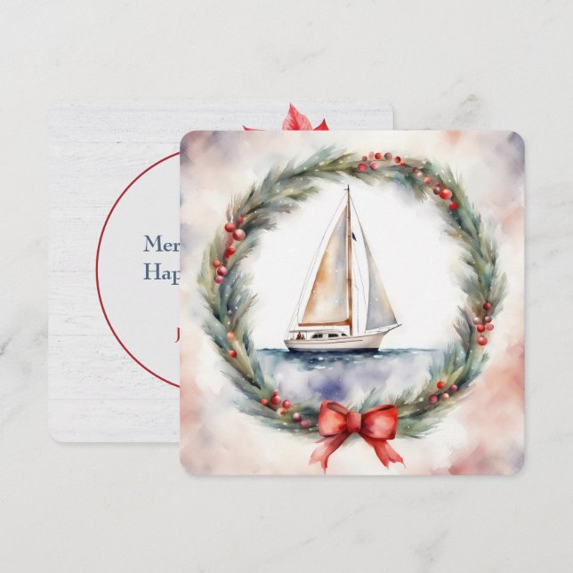 Christmas Sailboat  Card (Front/Back)