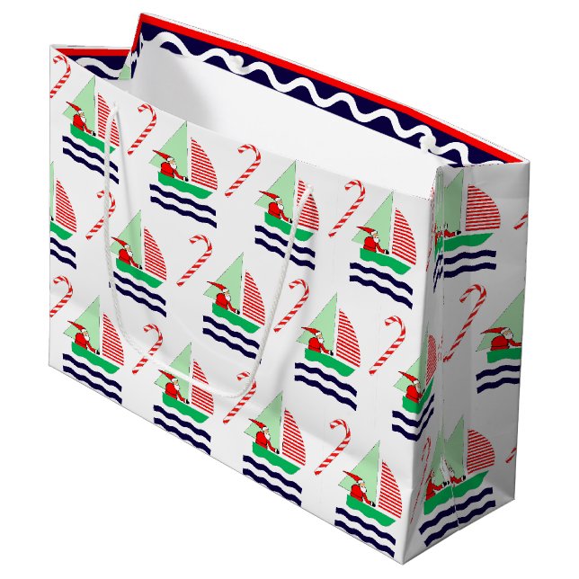 Christmas Sailing Nautical Large Gift Bag (Front Angled)
