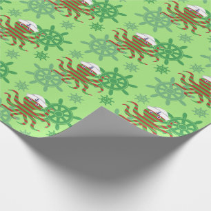 Christmas sailor octopus wrapping paper