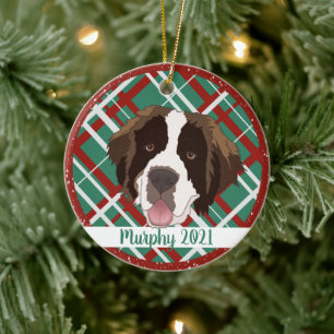 Christmas Saint Bernard Ceramic Tree Decoration