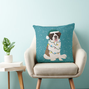 Christmas Saint Bernard  Cushion
