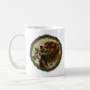 Christmas Saint Bernard Dog In Wreath Coffee Mug