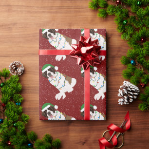 Christmas Saint Bernard Wrapping Paper