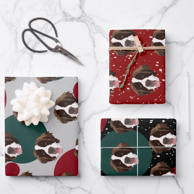 Christmas Saint Bernard Wrapping Paper Sheet (Front)