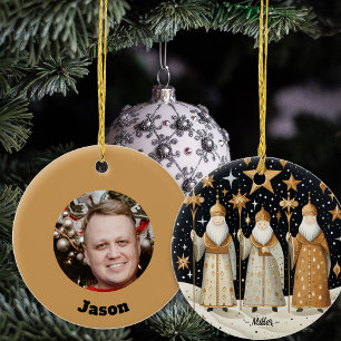 Christmas Saints Custom Name & Photo Ceramic Tree Decoration