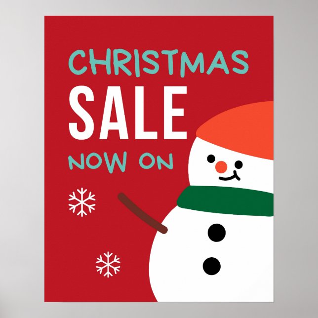 Christmas Sale Poster, Christmas Sale Sign Snowman (Front)