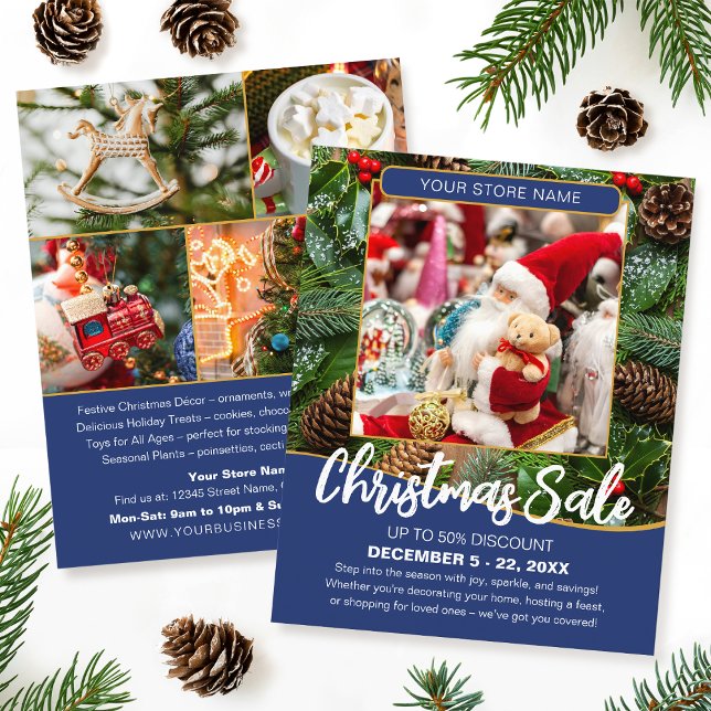 Christmas Sale Shopping Festive Navy Blue Business Flyer (Creator Uploaded)
