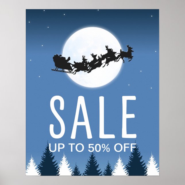 Christmas Sale Sign, Editable Retail Store Sale Poster (Front)
