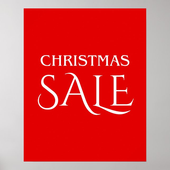Christmas Sale Sign, Red Festive Xmas Sale Poster (Front)