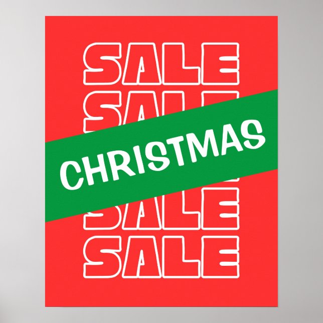 Christmas Sale Sign, Retail Store Signage, Sale  Poster (Front)
