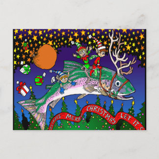 Christmas Salmon Holiday Postcard