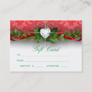 Christmas Salon Gift Certificate Card Damask Heart