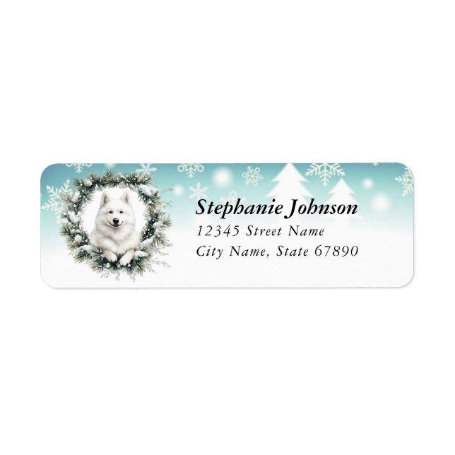 Christmas Samoyed Return Address Labels (Front)