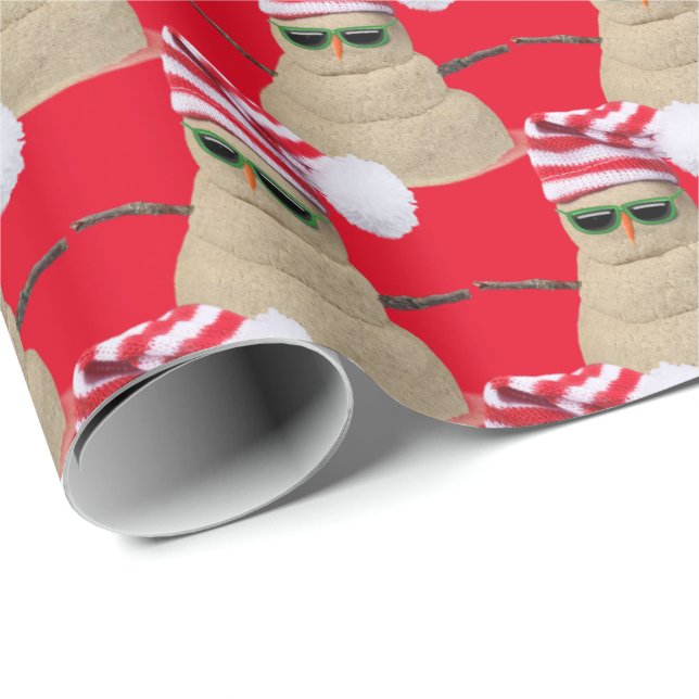 Christmas sand snowman with sunglasses wrapping paper (Roll Corner)