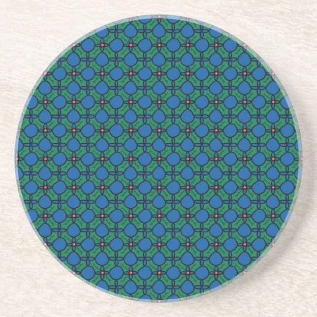 Christmas Sandstone Coaster: Holly Pattern Coaster (Front)