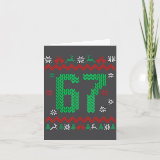 Christmas Santa 67 Six Seven Meme Ugly Sweater  Card (Front)