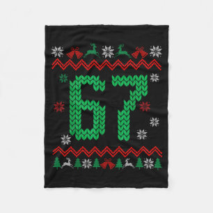 Christmas Santa 67 Six Seven Meme Ugly Sweater Fleece Blanket