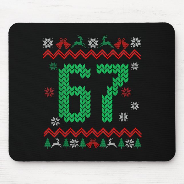 Christmas Santa 67 Six Seven Meme Ugly Sweater  Mouse Mat (Front)