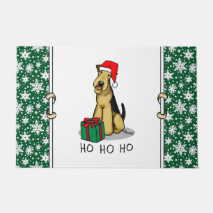 Christmas Santa Airedale Terrier HO HO HO Cute Doormat