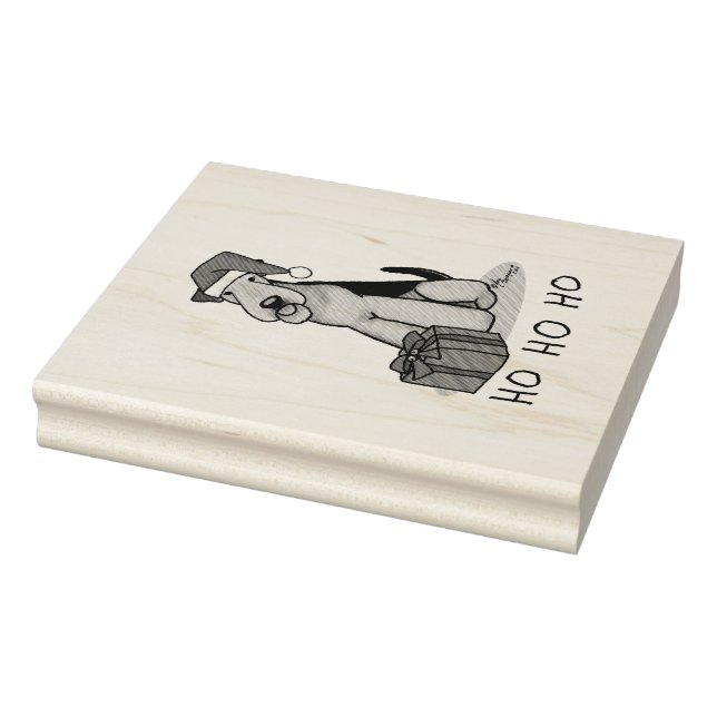 Christmas Santa Airedale Terrier HO HO HO Cute Rubber Stamp (Stamp)