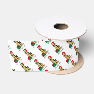 Christmas Santa Airedale Terrier HO HO HO Cute Satin Ribbon