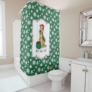 Christmas Santa Airedale Terrier HO HO HO Cute Shower Curtain