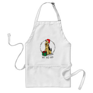 Christmas Santa Airedale Terrier HO HO HO Cute Standard Apron