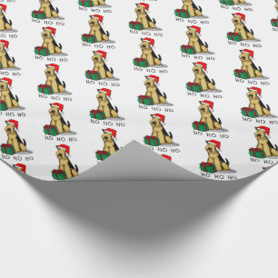 Christmas Santa Airedale Terrier HO HO HO Cute Wrapping Paper