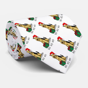 Christmas Santa Airedale Terrier HO HO HO Funny Tie
