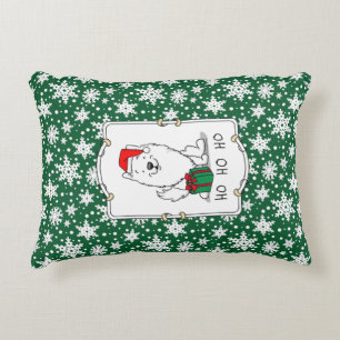 Christmas Santa American Eskimo Dog HO HO HO Cute Decorative Cushion