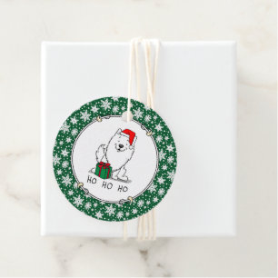Christmas Santa American Eskimo Dog HO HO HO Cute Favour Tags