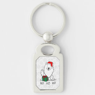Christmas Santa American Eskimo Dog HO HO HO Cute Key Ring
