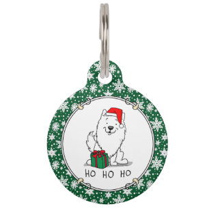 Christmas Santa American Eskimo Dog HO HO HO Cute Pet Tag