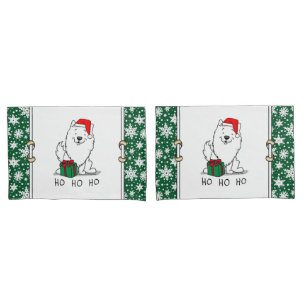 Christmas Santa American Eskimo Dog HO HO HO Cute Pillowcase